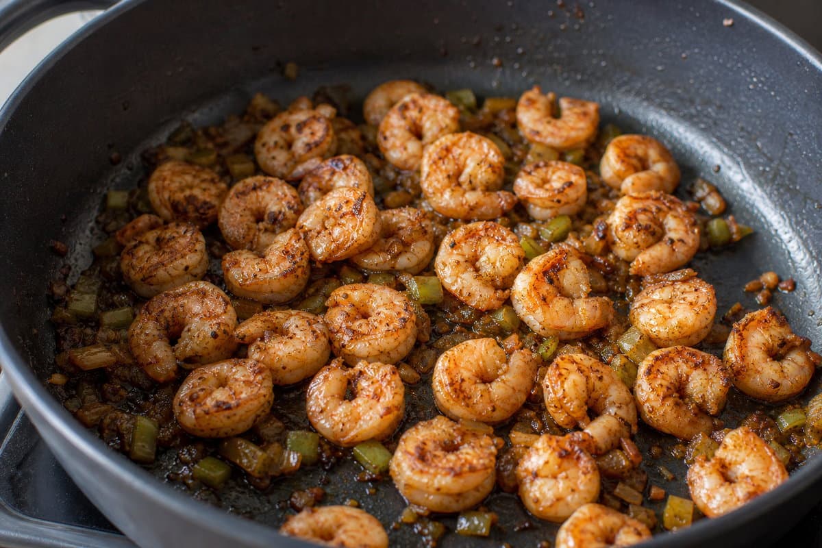 Sear the shrimp