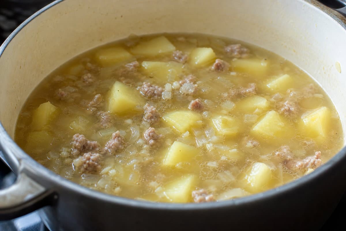 Simmer the potatoes