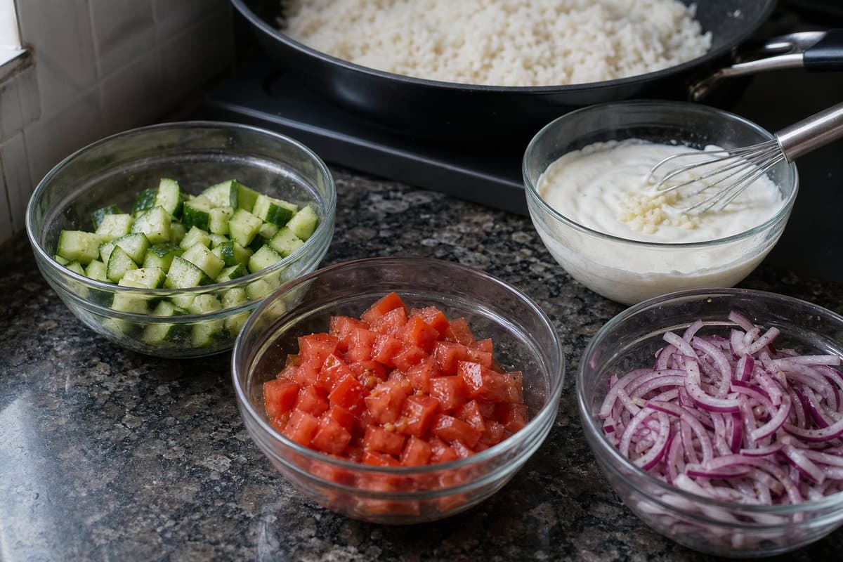 Make the salad and sauce
