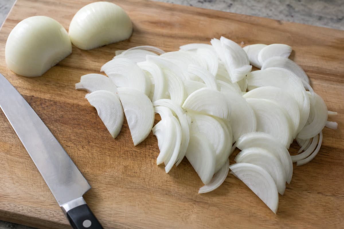 Slice the onions