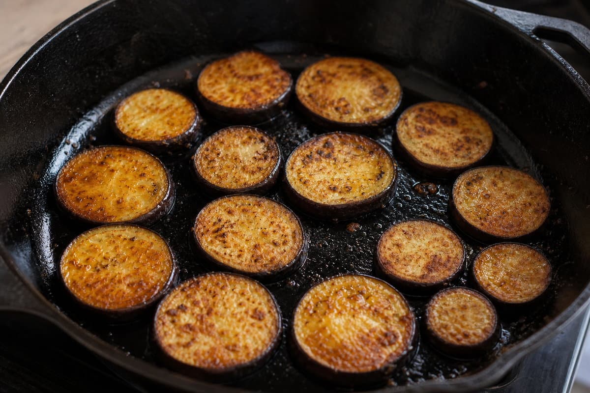 Brown the eggplant