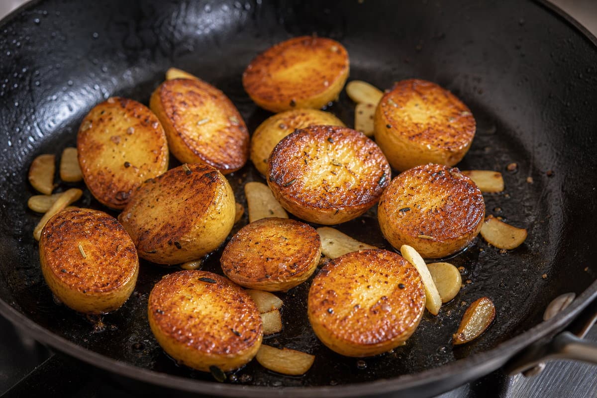 Crisp the potatoes