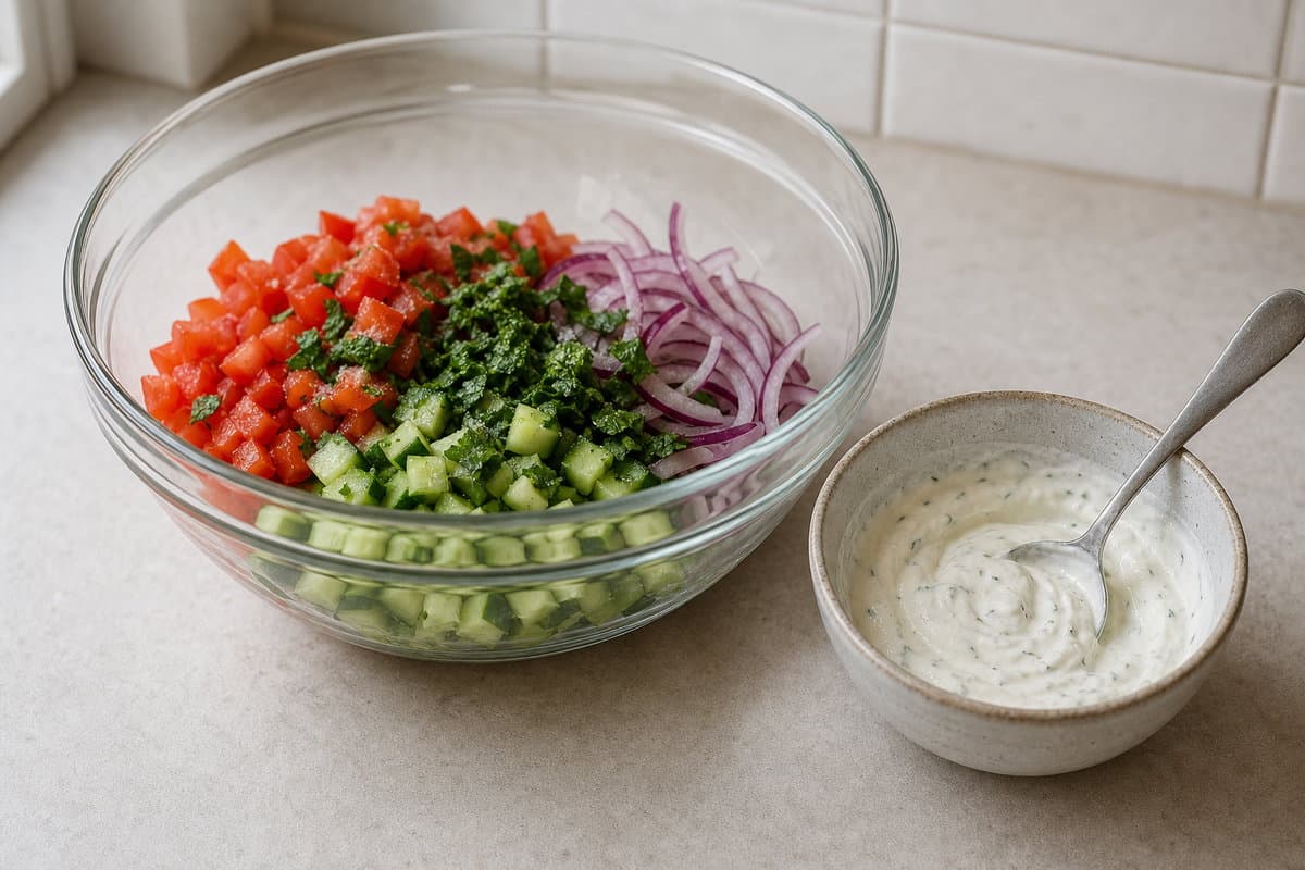 Make the salad and sauce