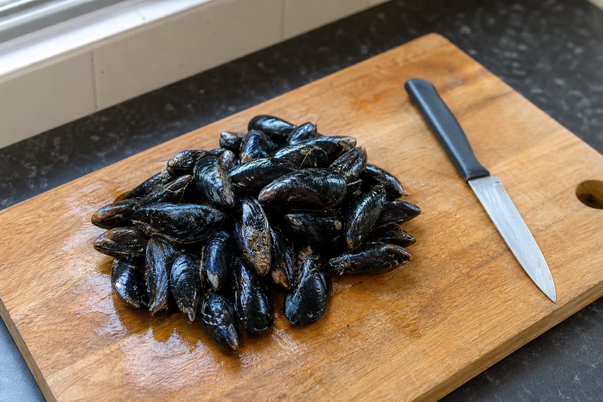 Prep the mussels
