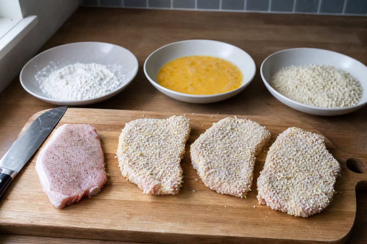 Bread the pork