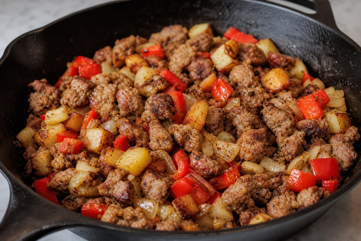 Add sausage and peppers