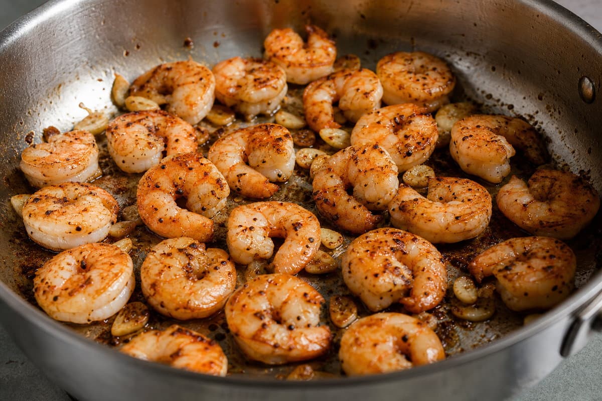 Sear the shrimp