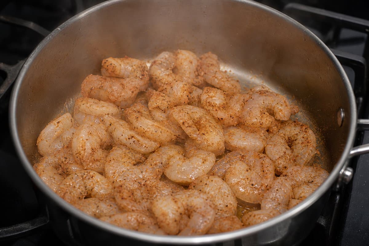 Season the shrimp