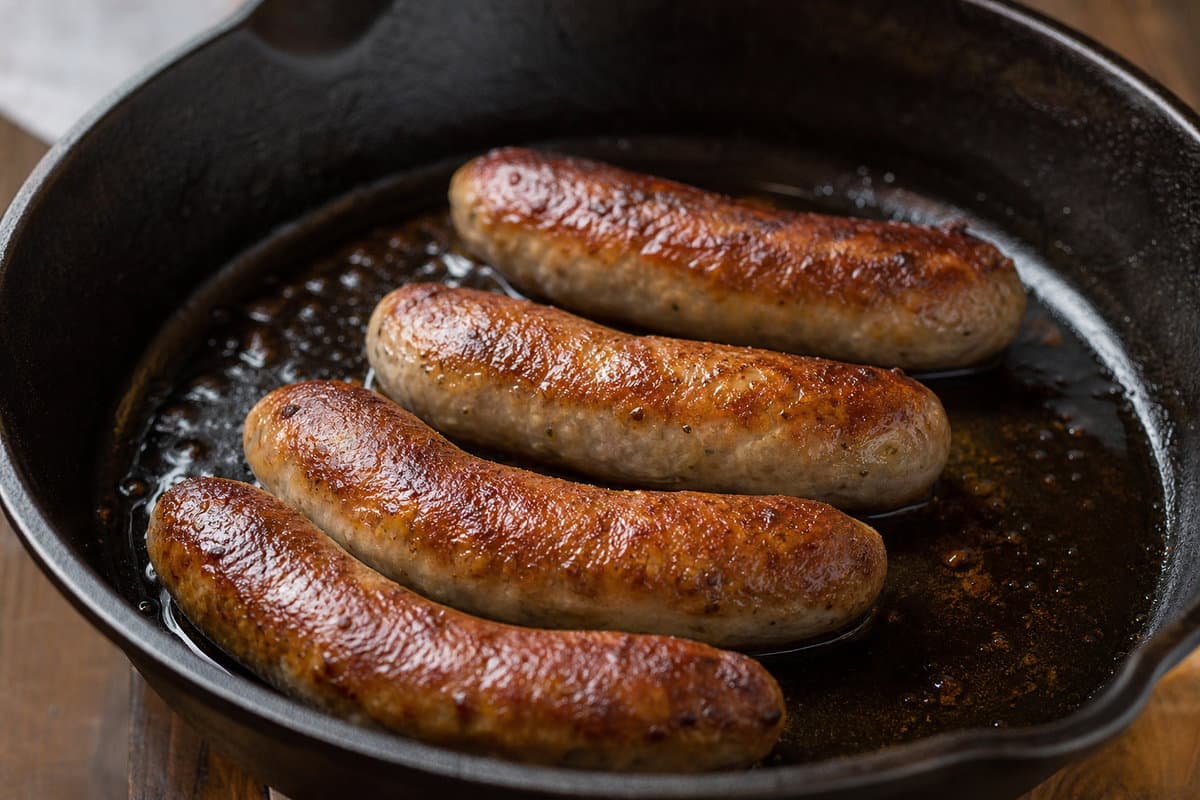 Sausages, low and slow