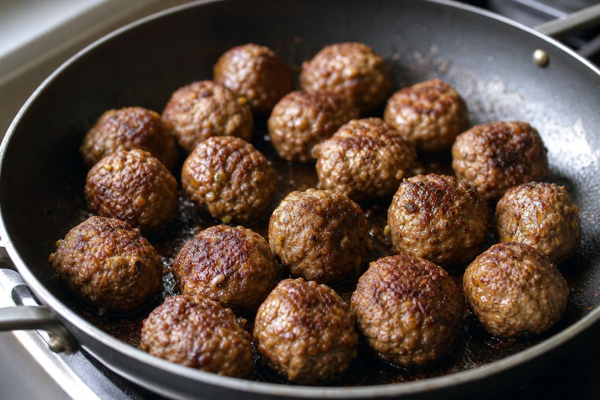 Brown the meatballs
