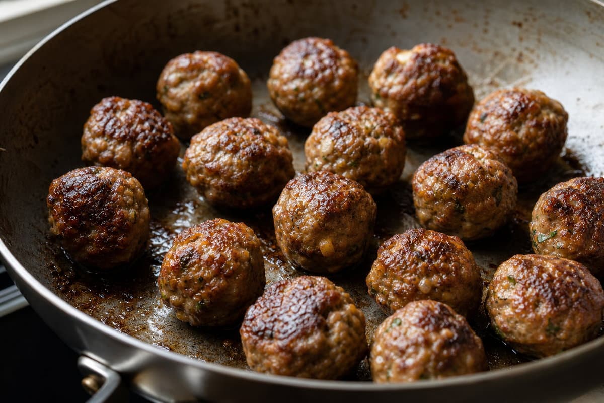 Brown the meatballs