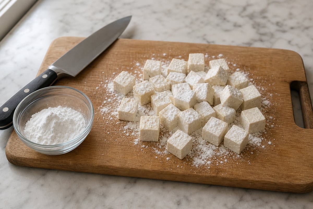 Press and coat the tofu