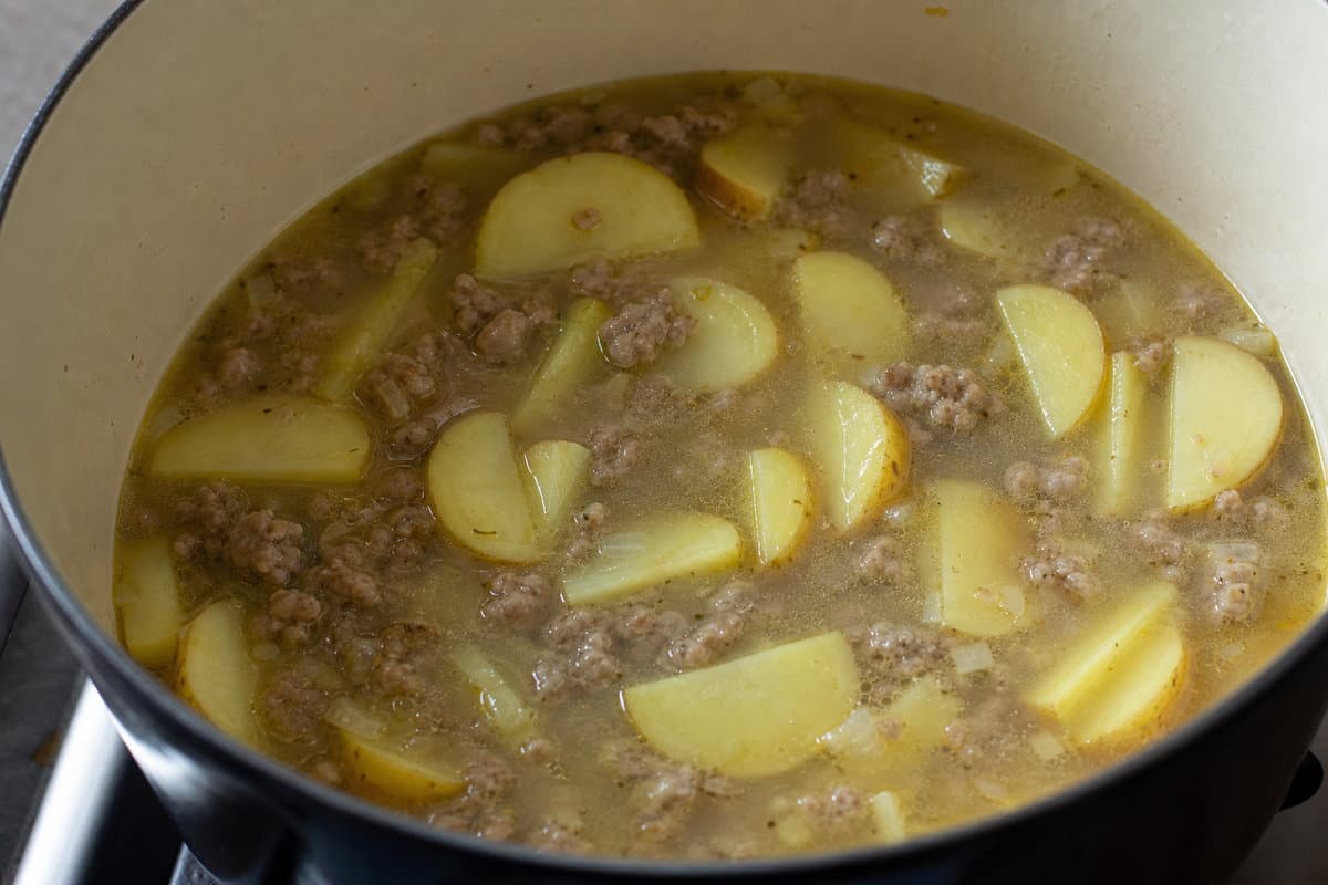 Simmer the potatoes