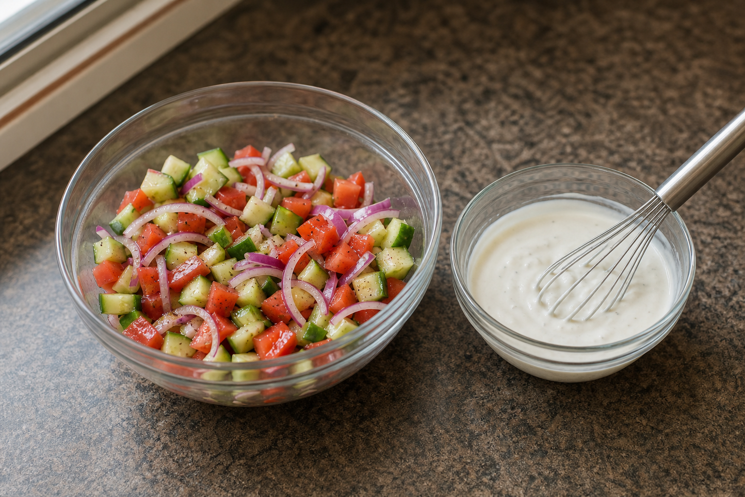 Make the salad and sauce