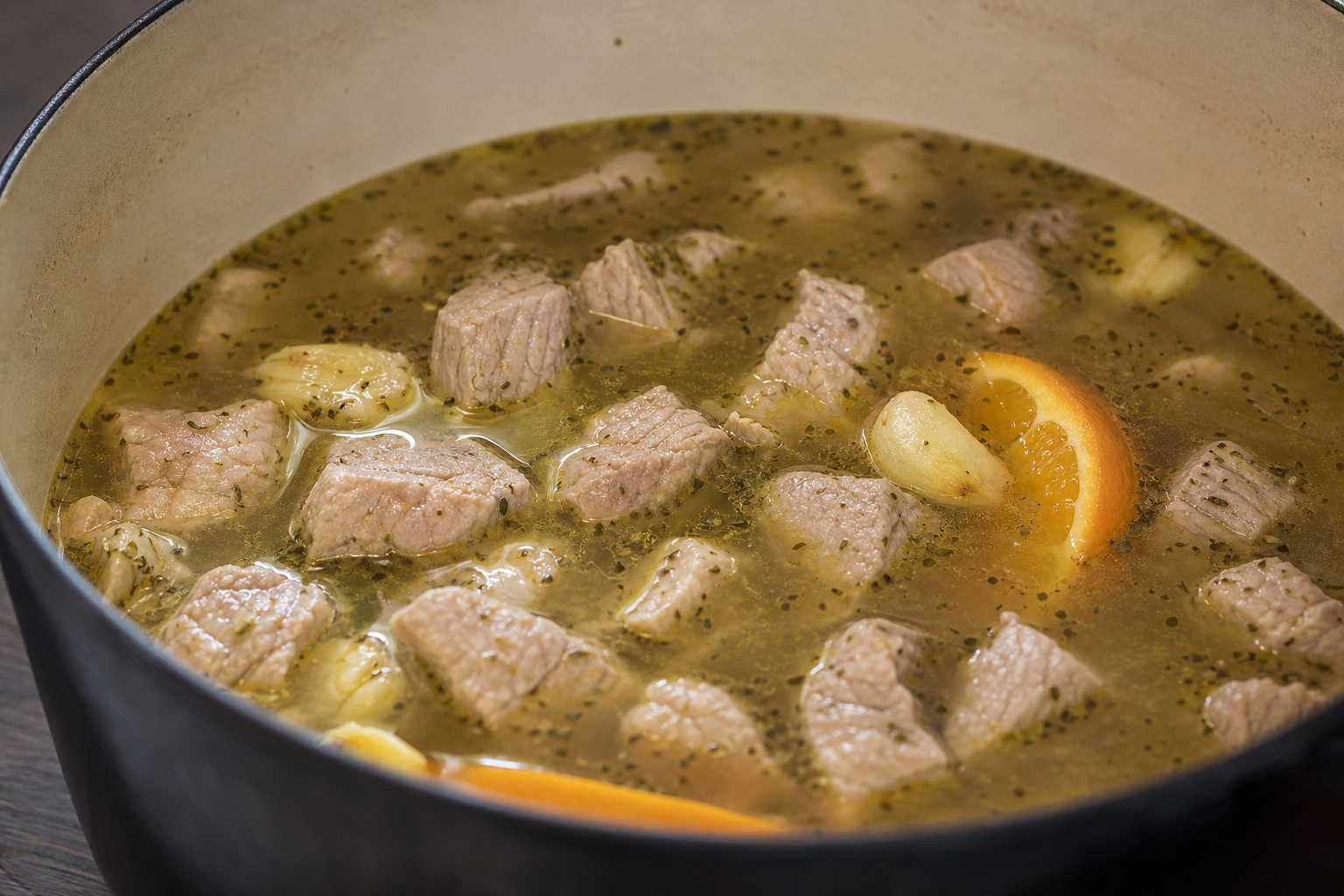 Simmer the pork