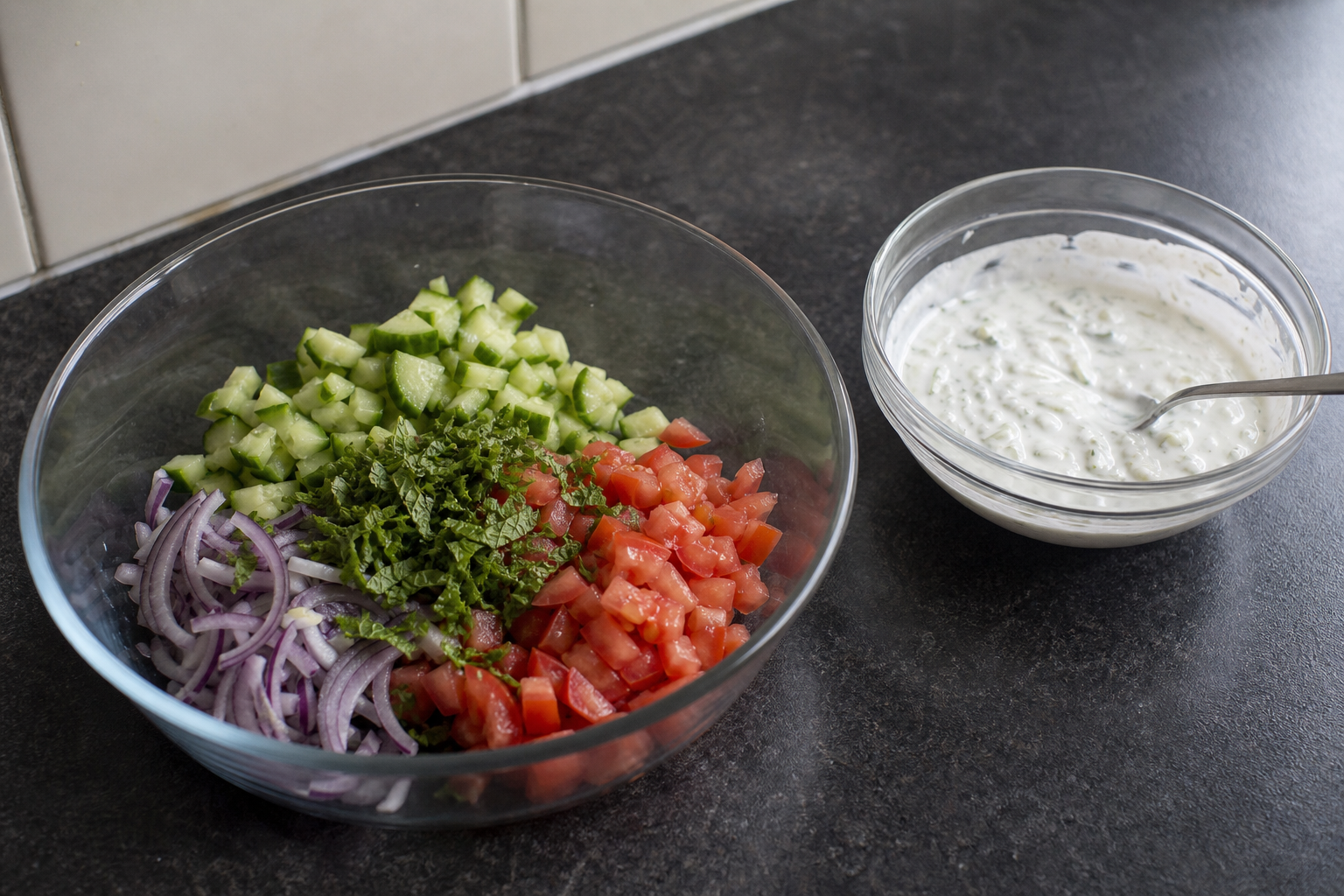 Make the salad and sauce