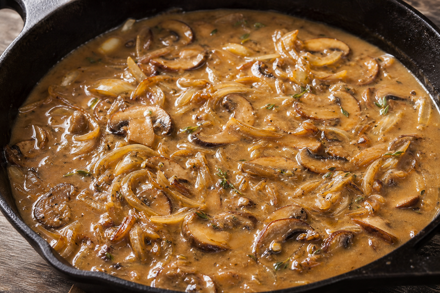 Onion-mushroom gravy