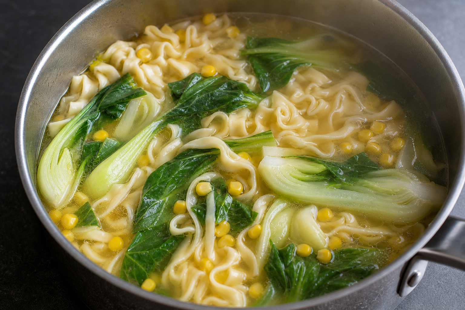 Noodles and greens