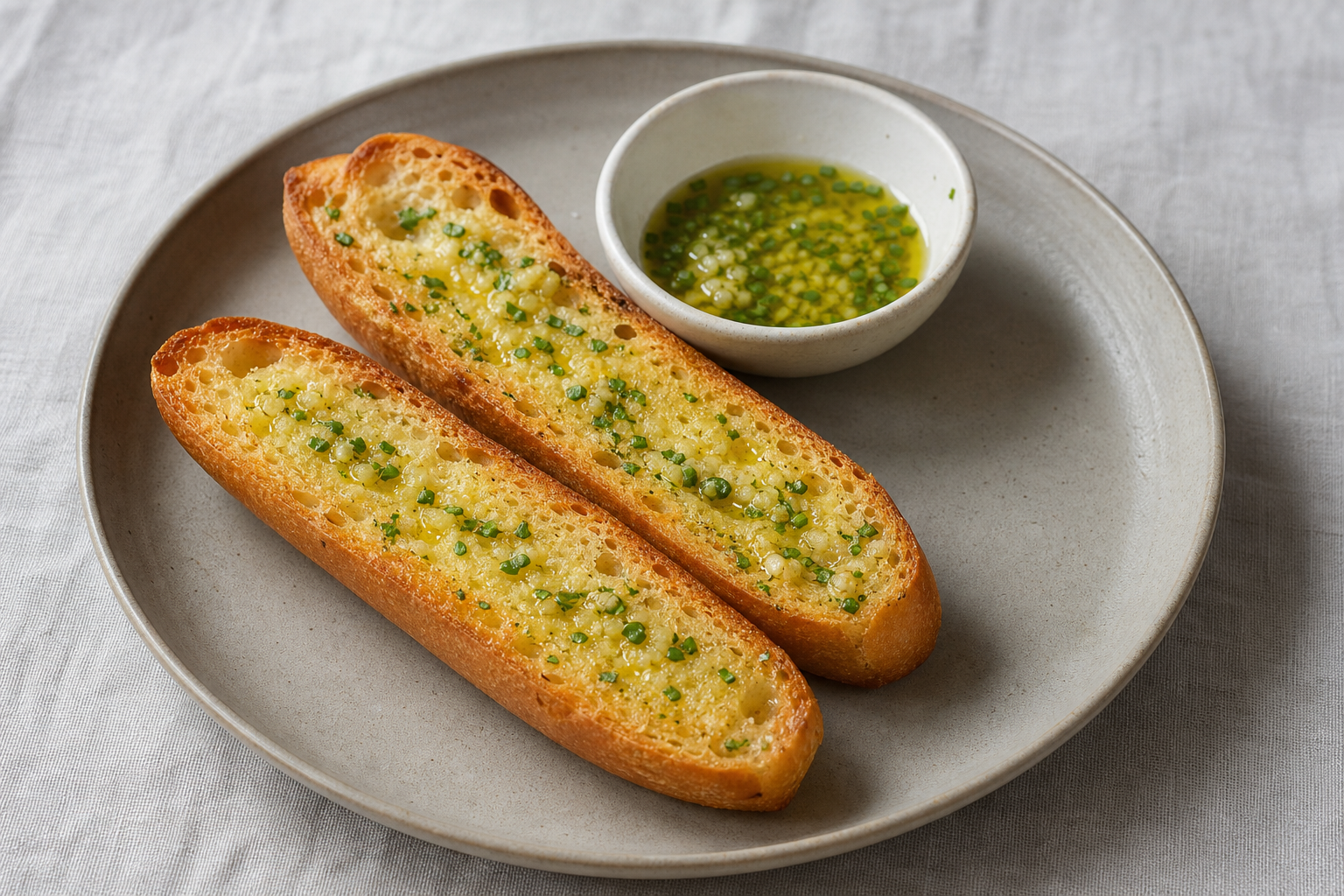 Garlic baguette & plate