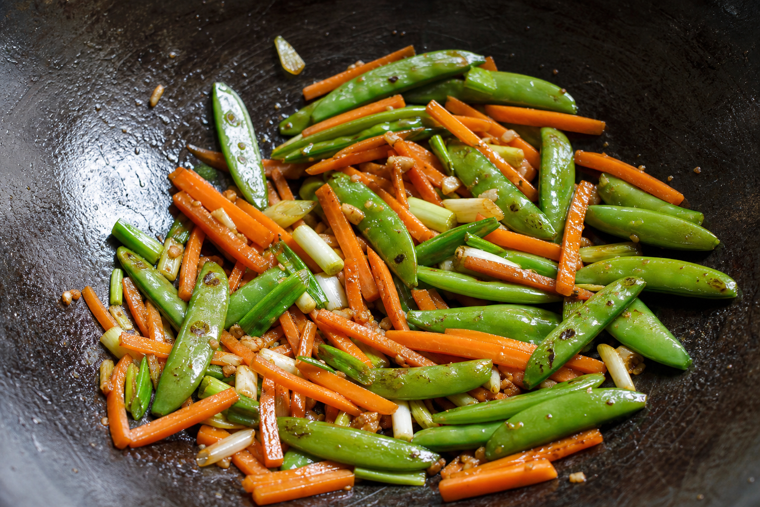 Stir-fry the vegetables