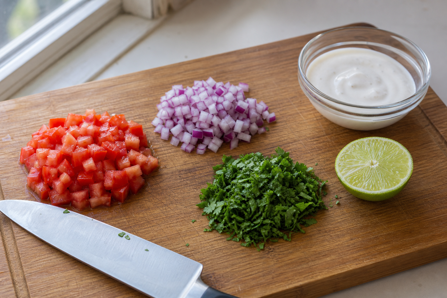 Pico-style salad & crema